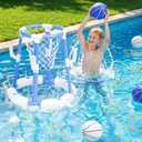 Pool Basketball Hoop&Ring Toss Game 2-in-1 Floating Pool Toy with 4 Balls 8 Rings&Pump,Outdoor Swimming Basketball Party Games Water Play Toy Anti-Tip Stable Base Summer Gift for Kid 4-8 8-12& Adult