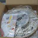 Capslpad Wood Beaded Flush Mount Ceiling Light Antique Rustic Mini Chandelier 3-Light White Boho Light Fixture for Dining Room,Nursery Room,Bedroom,Girl Room,Hallway,Entryway,Passway