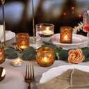 DARJEN Amber Votive Candle Holders Set of 24- Round Candle Holders Bulk, Glass Candle Holder for Vintage Decoration, Tea Lights Candle Holders for Wedding Home Party & Gift