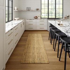 Nuloom Ashli Hand Woven, Natural, 2'6" x 8', Farmhouse, Jute, Soft and Textured, High Traffic, Stain Resistant, Easy Clean, Durable Runner for Bedroom, Living Room, Dining, Den, Foyer, Entryway