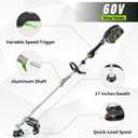 NovorikX 60V Cordless String Trimmer 17" Trimmer Weed Wacker, 2-Speed Brushless Weed Eater, Attachment Capable, 5.0Ah Battery and Charger Included