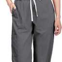 Scrubs for Women Set, Cool Stretch Jogging Scrub Nurse Uniform Set, Comfortable Breathable Scrub Tops and Scrub Pants (Large, Dark Grey)