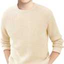 Boys Casual Pullover Sweaters Kids Chunky Crewneck Waffle Knit Jumper Tops
 Khaki Size 150 Warm Sweater