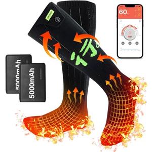 Heated Socks for Men Women, APP Control Electric Heated Socks Rechargeable Washable, Battery Heated Socks Foot Warmer Socks for Hiking Biking Camping Skiing Hunting Outdoor Work, Heating Thermal（XL