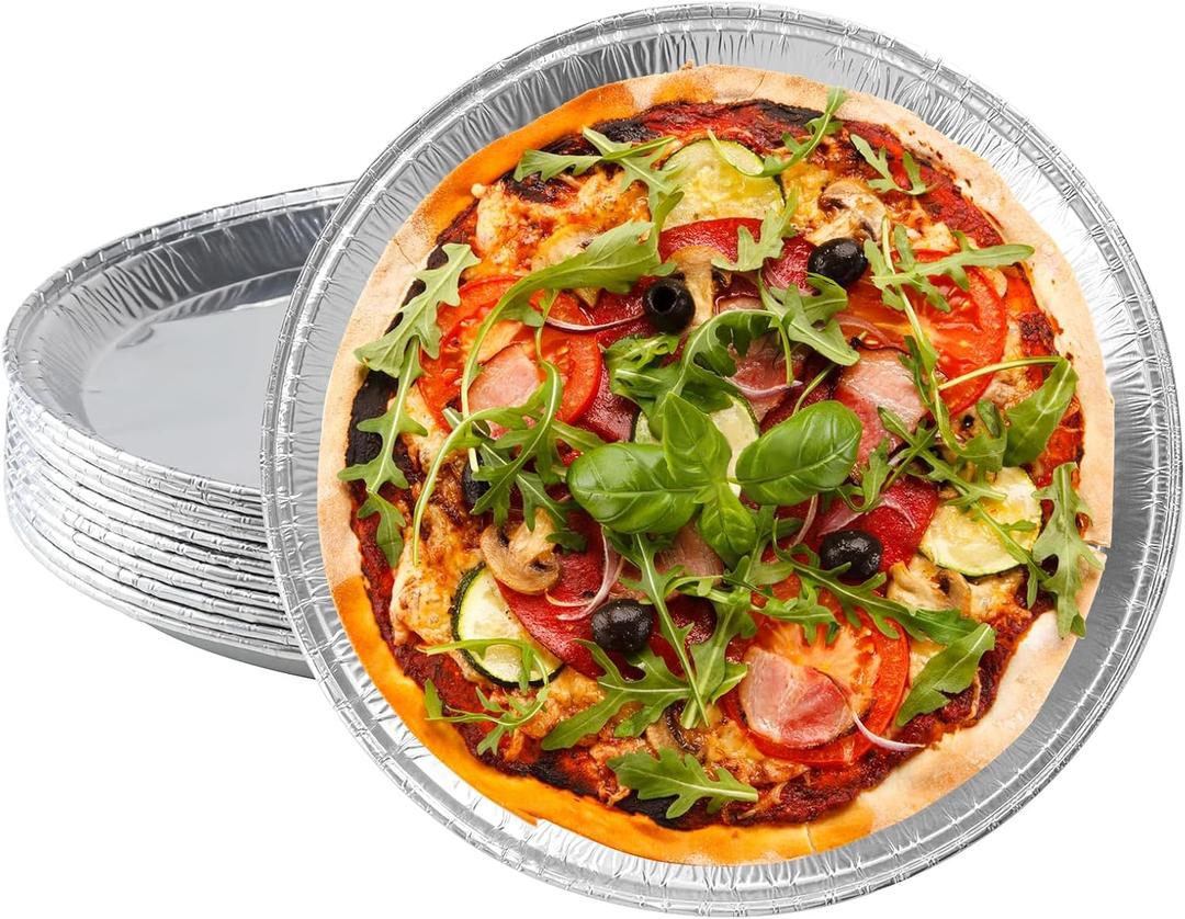 Pack of 12 -Disposable Round Foil Pizza Pans 12 Inch Focaccia Pan Large Serving Trays for Cookies, Cake, Focaccia and More