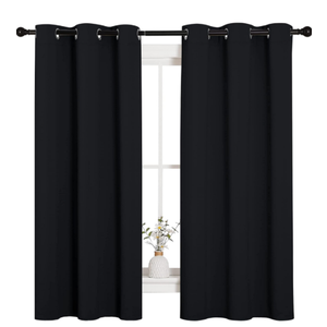 NICETOWN Pitch Black Solid Thermal Insulated Grommet Blackout Curtains/Drapes for Bedroom Window (2 Panels, 42 inches Wide by 63 inches Long, Black)