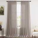 Extra Long Curtain 108 Inches Long 2 Panels Set Back Tab Brownish Grey Linen Drapes for Living Room Neutral Farmhouse Light Filtering Semi Sheer Linen Curtains 108 Inch Length for Large Window 9 FT