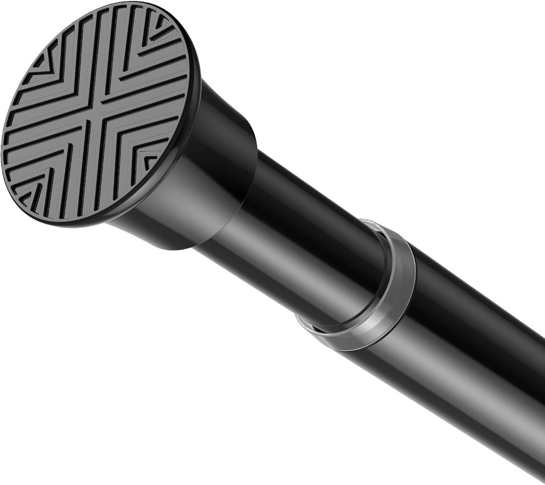 Spring Tension Curtain Rod 32-62 inch, Adjustable Expandable Tension Curtain Rod No Drilling, Tension rods for Window Doorway Kitchen Curtain, Black