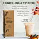 Biodegradable Jumbo Smoothie Straws, Bamboo Fiber Boba Straws - 50 PCS, Extra Wide, 100% Compostable, Plastic-Free, Eco-Friendly Large Wide-Mouthed Straw - 8.25" Long Bamboo Disposable Straw