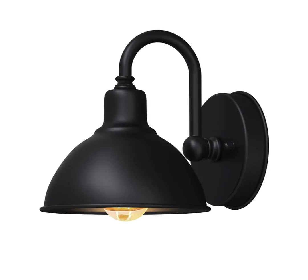 Barn Light Gooseneck Light- Small Farmhouse Outdoor Lighting, 1-Light Outdoor Gooseneck Lighting Farmhouse Wall Sconce for Patio Porch Garage (6.4" Diameter, 1pc)