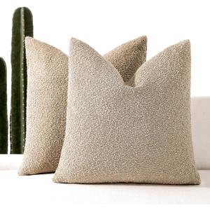 20x20 Boucle Throw Pillow Covers, Set of 2, Oatmeal
