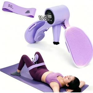Thigh Trainer for Women, 12-80LB Adjustable Resistance Inner Thigh Exerciser for Pelvic Floor Muscle Repair with 50LB Resistance Band, Thigh Trainer Kegel Exercise for Yoga, Shaping at Home