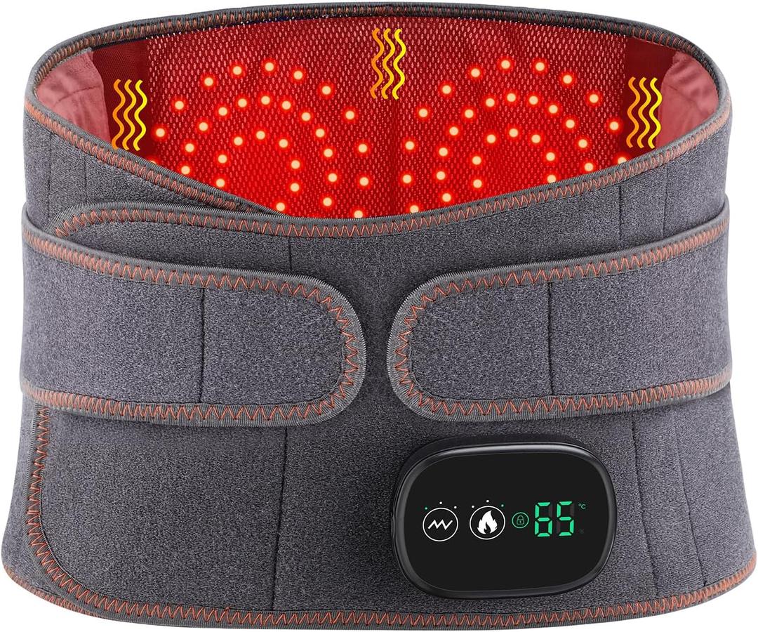Heated Back Brace, Cordless Heating Pad for Back Pain Relief, Lower Back Massager with 3 Heating and Vibrations, Lumbar Supports Belt