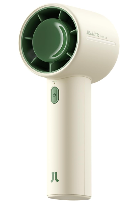 JISULIFE Portable Fan Christmas Gifts, 4000mAh Mini Handheld Fan with Neck Strap, Stickers, Christmas Stockings, Ideal for Travel, Camping. Gifts for Women, Men, Kids (Beige)