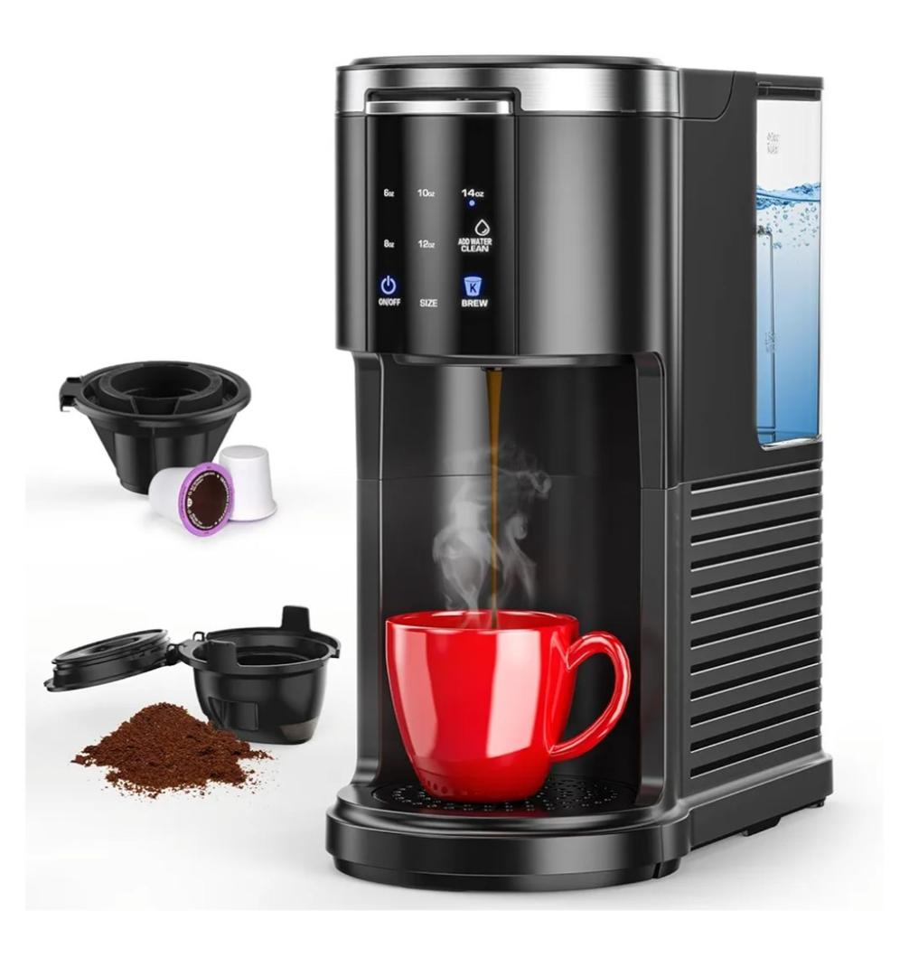 COWSAR Commercial Single Serve Coffee Maker, K Cup Coffee Brewer for Capsule and Ground Coffee, Capsule Coffee Machine with 40 Oz Water Tank, Instant-Heat, 5 Brew Sizes Up To 14 Oz, Black