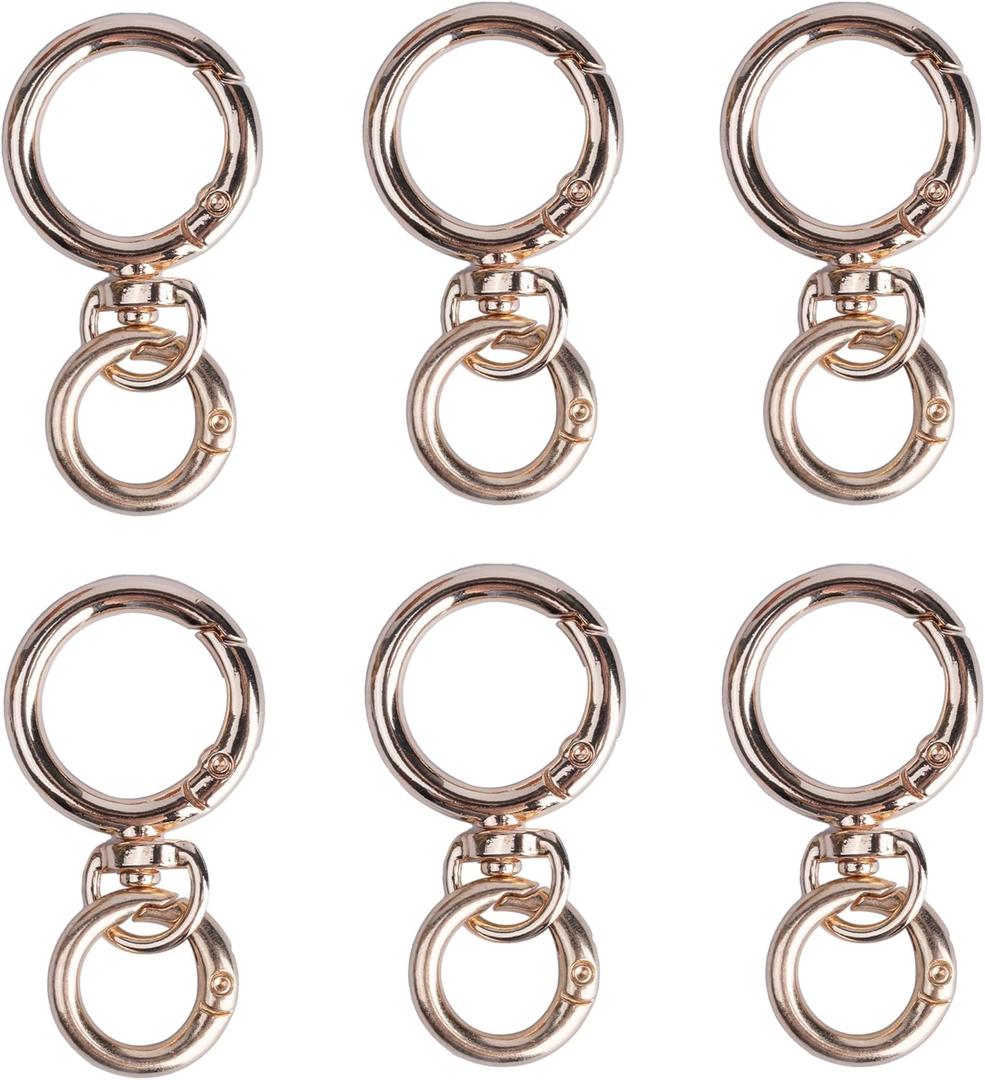 6Pack Swivel Clasp Clip,Metal Double Opening Key Chain Clip,Swivel Spring Snap Hooks for Jewelry Clasps,DIY Crafts,Lanyard Making(Gold)