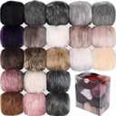 SIQUK 21 Pieces 6 Inch Faux Fur Pom Pom for Hats Large Fluffy Pom Pom Balls with Elastic Loop for Bags Scarves Keychains Gloves DIY Crafts (Soft Color)