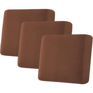 H.VERSAILTEX Super Stretch Individual Seat Cushion Covers - Sofa & Couch Cushion Slipcover Sets - Thick Jacquard Textured Twill Fabric (3 Piece XL Sofa Cushion Covers, Caramel)