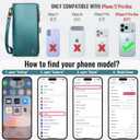 Defencase for iPhone 17 Pro Max Case Wallet with RFID Blocking Card Holder for Women Men, Fashion PU Leather Magnetic Snap Flip Zipper Strap Wallet Phone Case for iPhone 17 Pro Max 6.9", Blue Green