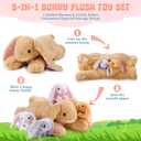 Sratte 5 Pcs Bunny Stuffed Animal Set Large Mommy Bunny Plush with 4 Cute Stuffed Baby Rabbit in Her Belly Soft Cuddly Rabbit Plush Gift for Birthday Baby Shower Party Favor (Brown, Lying Style)