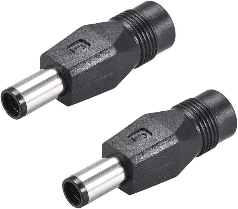 uxcell 2pcs DC Power Adapter,Female 5.5mmx2.1mm to 7.4mmx5.0mm Male Plug Tips, Input DC Plug Connector Black