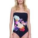 Gottex Enchanted Sun Women's Floral Multi Bandeau One Piece Swimsuit with Soft Cups and Tummy Control Adjustable Straps, 10