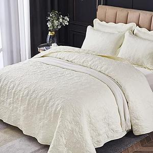 3-Piece Double Bedspreads and Throws Quilted King Size 220 x 240/240 x 250cm Quilt Polycotton Lightweight Modern Bed Blanket for All-Season(1 Quilt and 2 Pillowcases) (Camel)