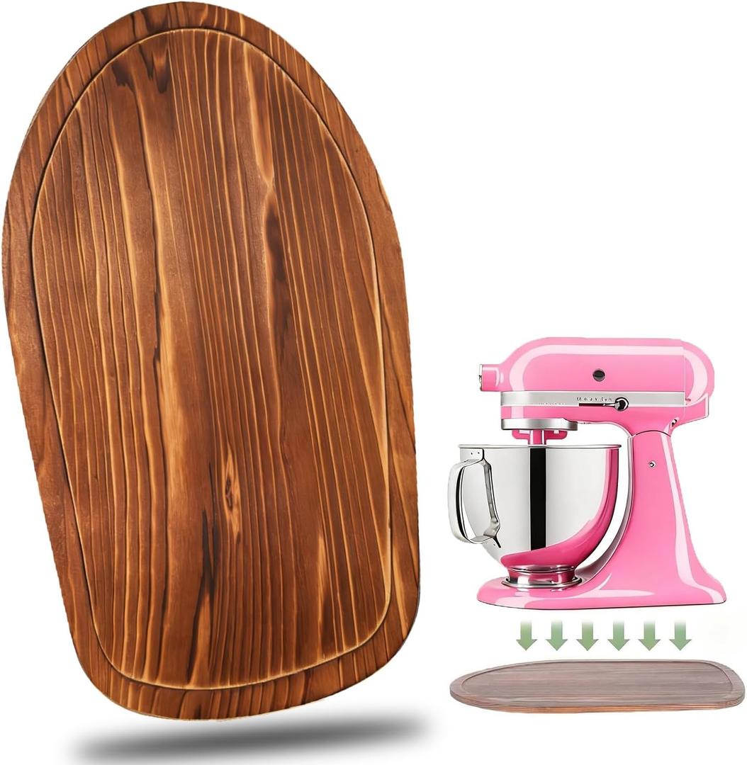 Mixer Slider Compatible with KitchenAid 4.5-5 Qt Tilt-Head Stand Mixer, Pine Wood Appliance Sliding Mat Accessories for Kitchen Aid, Countertop Moving Tray Attachments Fits for KitchenAid Artisan