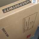 DWANTON Litter Box Enclosure, Cat Litter Box Furniture Hidden, with Scratching Mat, Wooden Cat Washroom Indoor, 31.5" L x 19.7" W x 21.7" H, White and Warm Brown