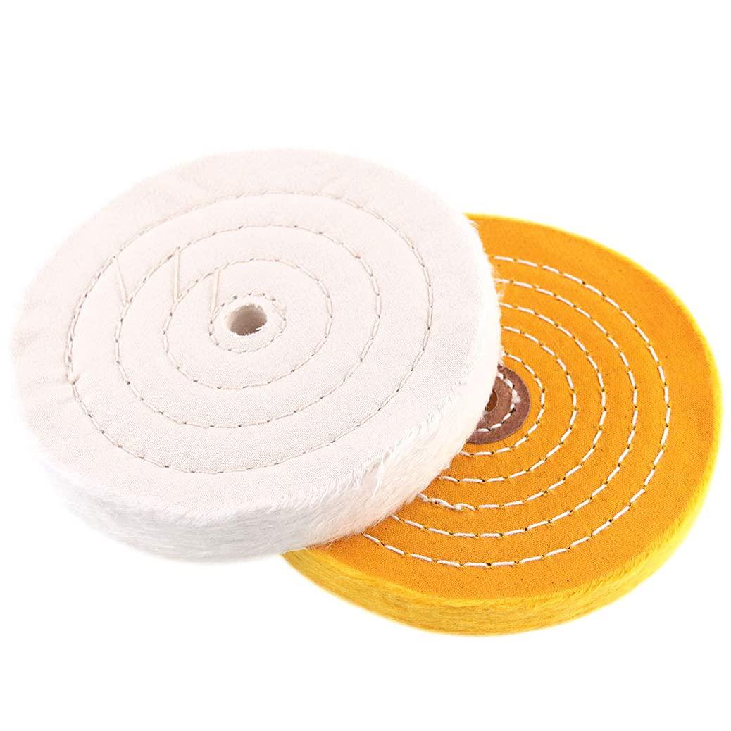 5 Inch Polishing Wheel for Bench Grinder - 2 Pcs Buffing Wheel (50 Ply), 10mm Arbor Hole Cotton Sanding Wheel