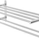 Bathroom Towel Rack with 24-Inch Multilayer Hotel Racks 304 Stainless Steel Towel Bar Shelf Wall-Mounted Brushed Finish Bar with Towel Shelves,2-Tier Bar Mounted (Silver 3)