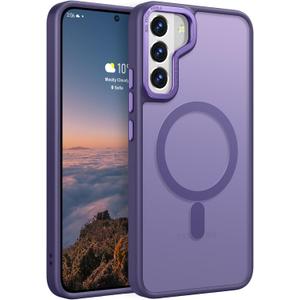 Rayboen for Samsung Galaxy S22 case Magnetic, [Compatible with Magsafe] Shockproof Protective Slim Fit Skin Feel Phone Cover for Samsung S22 5G with Translucent Hard Back & Soft Edge, Matte Purple