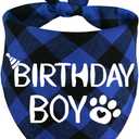 STMK Dog Birthday Bandana, Multi Sizes Dog Birthday Boy Bandana for Small Medium Large Dogs Pets (Small, Blue)