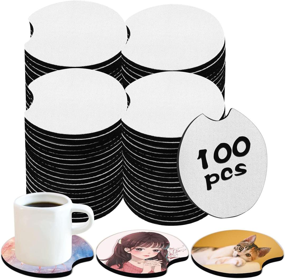 100 PCS Sublimation Blank Car Coasters, 2.75 in Circular Opening Blank Sublimation Coasters for Thermal Sublimation DIY Crafts,Car Coasters.