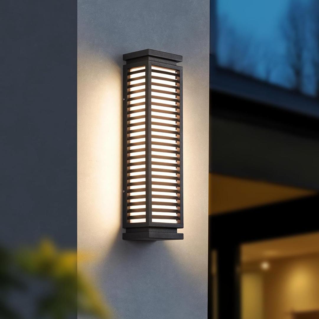 MVBT 23.6" Outdoor Wall Sconce, AC100-240V Hard Wired Outdoor Wall Lights Waterproof, Modern Front Porch Light, 3000K Exterior Lighting Fixture, Wall Light Fixture for House Exterior Patio Outside, Black Gray