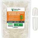 XPRS Nutra Size 00 Empty Vegan Capsules - 500 Count Clear Veggie Capsules for Essential Oils - Empty Vegetable Caps - DIY Filling Works with Most Oil, Exp Date: 12/31/26