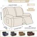 TAOCOCO Recliner Loveseat Slipcover, 6 Pieces Dual Recliner Sofa Covers for 2 Seat Dual Reclining Loveseat Couch, Stretch Soft Jacquard Pattern Furniture Protector with Elasticity (Beige White)