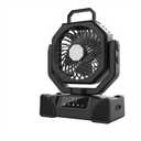 20000mAh Rechargeable Camping Fan with Light,5 Speeds, Auto Oscillating, Timer, LED Digital Display, 90Pivot with Hanging Hook for Camping, Power Outage, Hurricane, Jobsite (no solar panel)(Black)