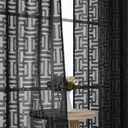OWENIE Sheer Black Curtains 84 Inches Long 2 Panels Set for Bedroom, Light Filtering Geometric Jacquard Clip Textured Window Curtain, Modern Farmhouse Curtains for Living Room, Total Wide 84" Inch