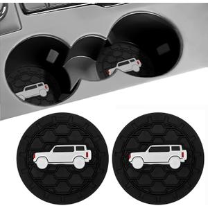 2 x DWKJMYCP Car Cup Holder Coaster for 2021-2025 Ford Bronco Sport Silicone Non-Slip Cup Holder Coasters Interior Accessories 2 Packs (Black&White)