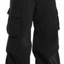 AITFINEISM Men's Casual Cargo Pant Elastic Waist Drawstring Streetwear Parachute Pants (42, Black)