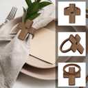 2 x 12 PCS Wood Crosses Easter Napkin Rings Wood Napkin Ring Holders Modern Ring Holder Serviette Buckles First Communion Decorations for Table Settings Kitchen Dinner Party Birthday Wedding