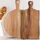 Hsei 2 Pcs Acacia Wood Cutting Board with Handle Wooden Charcuterie Board Large Paddle Carving Chopping Set Butter Serving Tray for Cheese Meat Fruit Bread (Irregular Style,16x12,16.5x8.27 Inch)