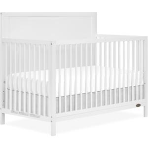 Dream On Me Dillian 5-in-1 Convertible Full-Size Baby Crib in White, GreenGuard Gold & JPMA, Converts to Toddler, Day & Full-Size Bed 3 Mattress Heights, Sustainable Pinewood