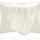 BEDELITE Satin Pillowcase for Hair and Skin, Super Soft and Cooling Similar to Silk Pillow Cases 2 Pack with Envelope Closure, Gift for Women Men(20"x36" King Size, Ivory)