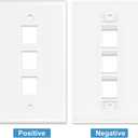 iwillink 10Gbps Ethernet Wall Plate CAT6A, 3-Port Keystone Wall Plate and Jack Outlet, RJ45 Wall Plates with Single Gang Low Voltage Mounting Bracket - 1 Pack, Blue