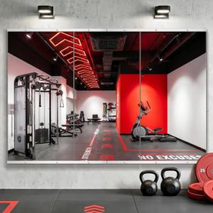 AMOISE Home Gym Mirror for Wall, 50"x25"-3PCS Frameless Tempered Glass Mirror, Large Full Length Mirror for Garage, Workout, Yoga Room, Dance Studio & Home Exercise