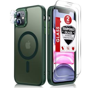 LeYi for iPhone-11 Phone Case: [Compatible with Magsafe] i Phone iphone11 Funda para Magnetic Cover Women Man Rugged Military Grade Protective Slim ipone 11case, Forest Green