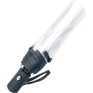Folding Transparent Umbrella Fully Automatic Three-fold Transparent Umbrella Pure Color Student Simple Small Fresh Photo (Color : Black)