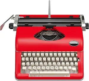 Maplefield Vintage Manual Typewriter Machine - Red Typewriter for Writers & Authors - Antique Desk Decor & Office Accessory - Compact Design & Easy Setup